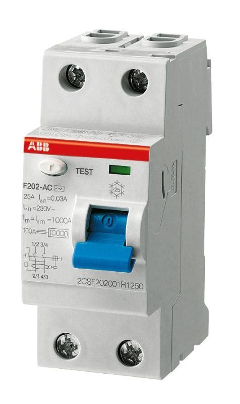  Выключатель дифференциального тока (УЗО) 2п 63А 30мА тип A F202 ABB 2CSF202401R1630 