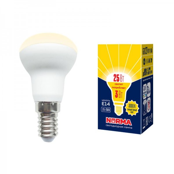  Лампа светодиодная LED-R39-3W/3000K/E14/FR/NR Norma мат. картон Volpe UL-00005625 
