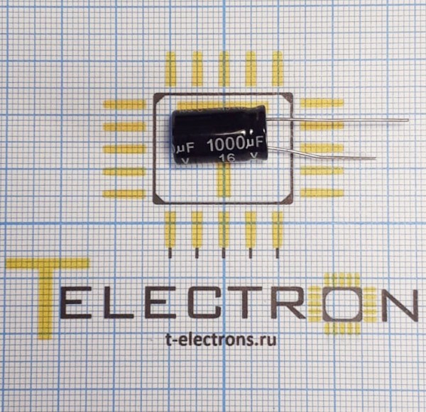  Конденсатор электролитический 1000 мкФ x 16 В, 105 °C, ECAP (К50-35) 