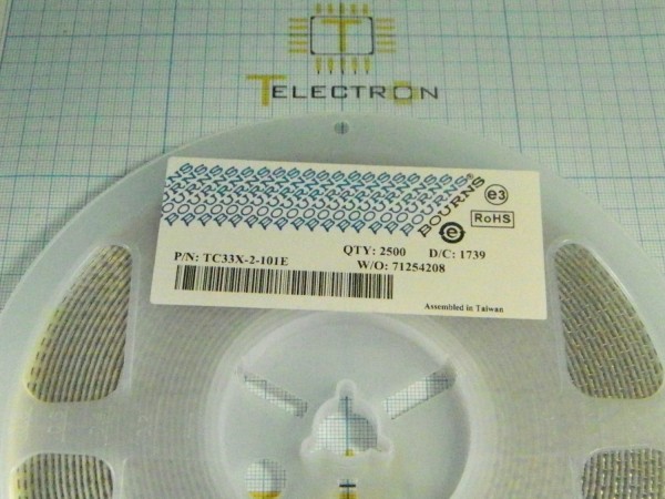  Резистор подстроечный 100 Ом, 25%, 0.1 Вт, TC33X-2-101E 