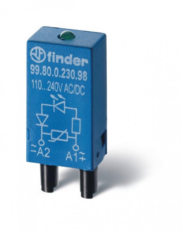  Модуль индикации и защиты LED + диод (+ A1) 28...60В DC красн. FINDER 9980906090 