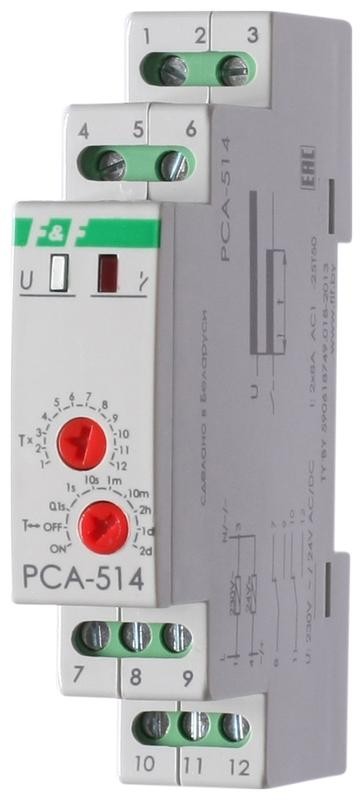  Реле времени PCA-514 (задержка выкл. 230В 2х8А 2перекл. IP20 монтаж на DIN-рейке) F&F EA02.001.005 