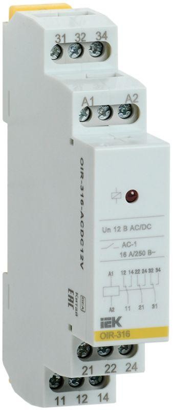  Реле промежуточное OIR 3 конт. (16А) 12В AC/DC ИЭК OIR-316-ACDC12V 
