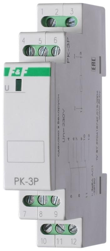  Реле промежуточное PK-3P 48 (1 модуль монтаж на DIN-рейке) 48В АС/DC 3х8А 3NO/NC IP20 F&F EA06.001.022 