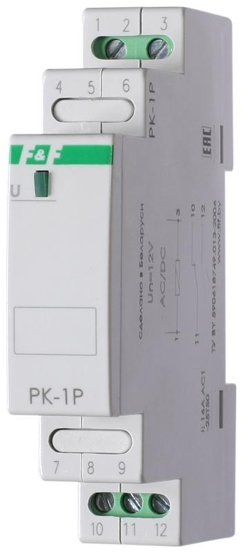  Реле промежуточное PK-1P/Un (монтаж на DIN-рейке 35мм 110В 50Гц 16А 1P IP20) F&F EA06.001.002 