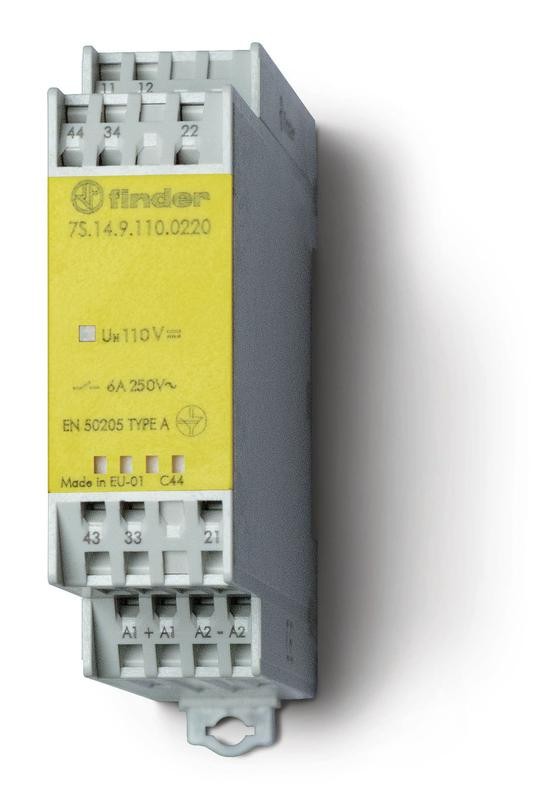 Реле безопасности модульное электромеханич. с принудительным управлением контактами 2NO + 2NC 6А AgNi 24В DC 22.5мм IP54 FINDER 7S1490240220 