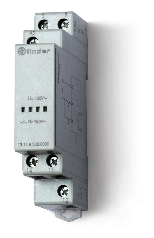  Реле модульное электронное вызывное со сбросом 1CO 12А 230В AC 17.5мм IP20 FINDER 131182300000PAS 