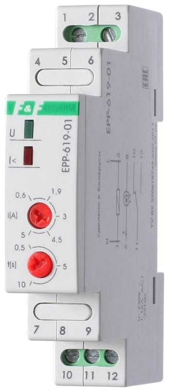  Реле тока EPP-619-02 ( 2-16А; регулир. задержка ; 1 модуль; монтаж на DIN-рейке) F&F EA03.004.014 