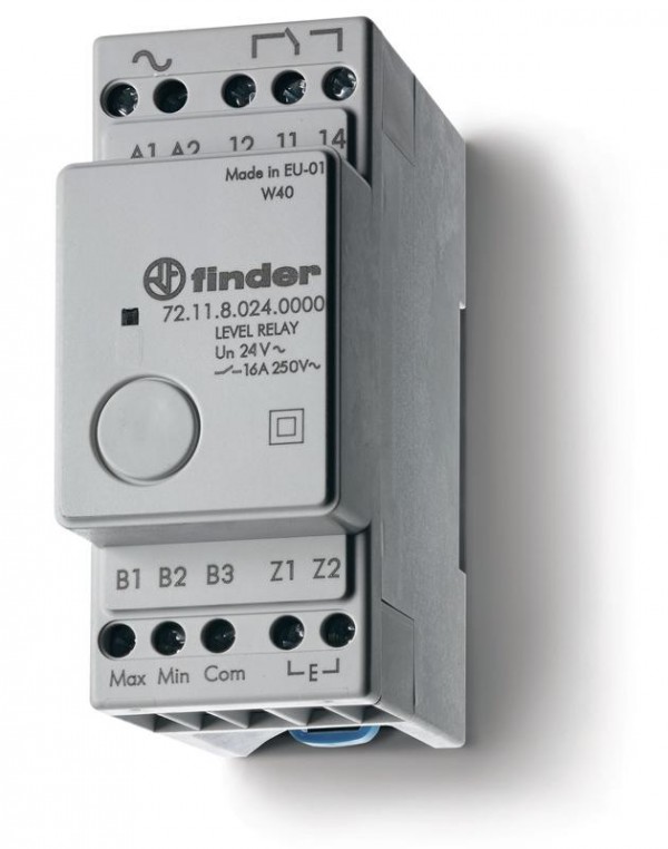  Реле контроля уровня фиксированный диапазон чувствительности 150кОм 125В AC выход 1CO 16А модульное 35мм IP20 FINDER 721181250000 