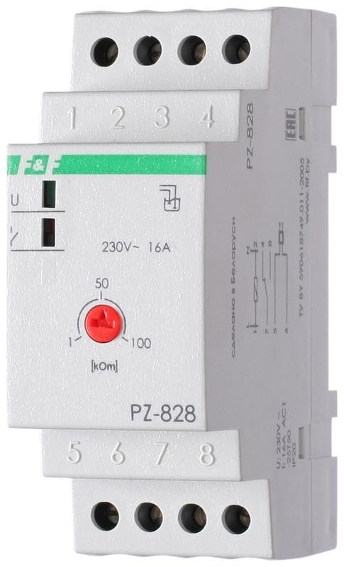  Реле уровня жидкости PZ-828 (без датчика; одноуровн.; 2 модуля; монтаж на DIN-рейке) F&F EA08.001.006 