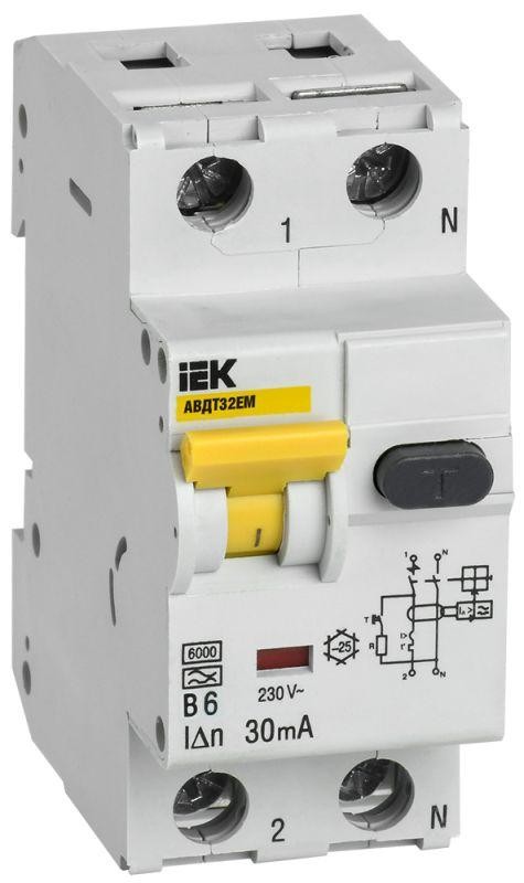  Выключатель автоматический дифференциального тока В 6А 30мА АВДТ32EM ИЭК MVD14-1-006-B-030 