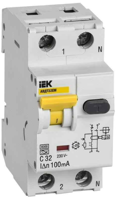  Выключатель автоматический дифференциального тока C 32А 100мА АВДТ32EM ИЭК MVD14-1-032-C-100 