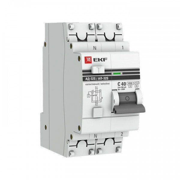  Выключатель автоматический дифференциального тока 1п+N 63А 300мА АД-32 (селективный) PROxima EKF DA32-63-300S-pro 