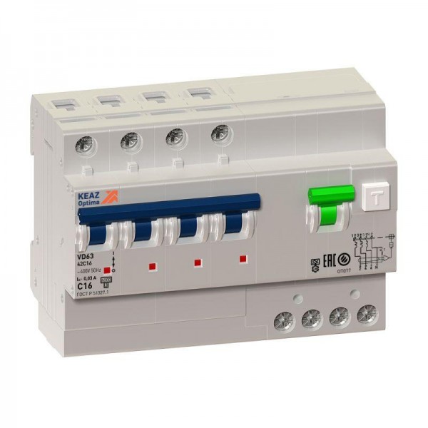  Выключатель автоматический дифференциального тока 4п C 25А 100мА тип A-S 6кА OptiDin VD63 УХЛ4 КЭАЗ 236719 