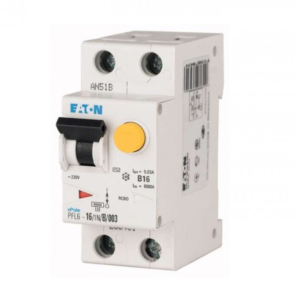  Выключатель автоматический дифференциального тока 2п (1P+N) B 10А 30мА тип AC 6кА PFL6 2мод. EATON 286429 