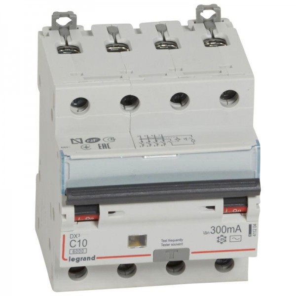  Выключатель автоматический дифференциального тока 4п C 10А 300мА тип AC 6кА DX3 Leg 411204 