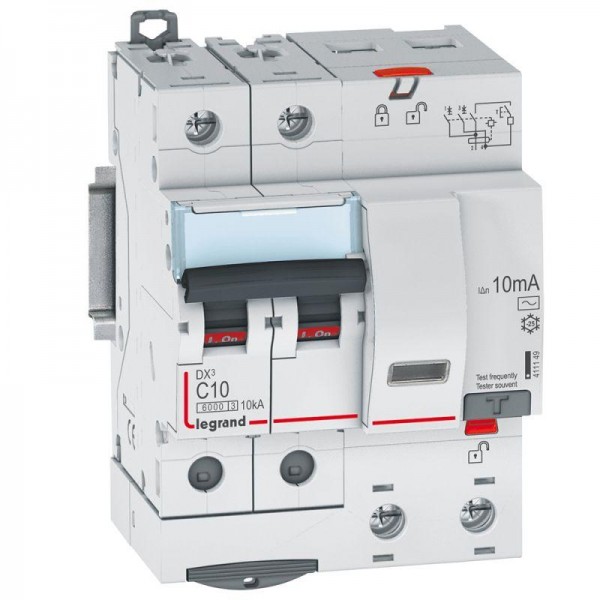  Выключатель автоматический дифференциального тока 2п C 10А 10мА тип AC 6кА DX3 4мод. Leg 411149 