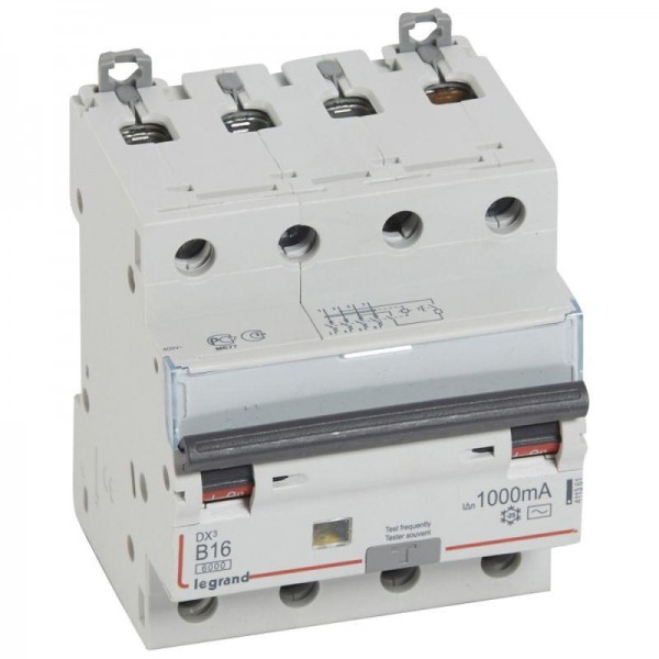  Выключатель автоматический дифференциального тока 4п B 16А 1000мА тип AC 6кА DX3 Leg 411361 