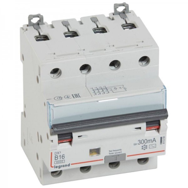  Выключатель автоматический дифференциального тока 4п B 16А 300мА тип AC 6кА DX3 Leg 411359 