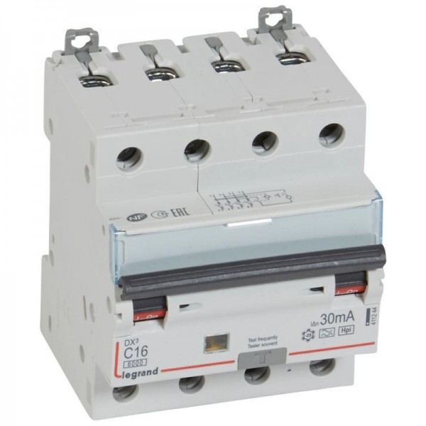  Выключатель автоматический дифференциального тока 4п C 16А 30мА тип A 6кА DX3 Hpi Leg 411244 