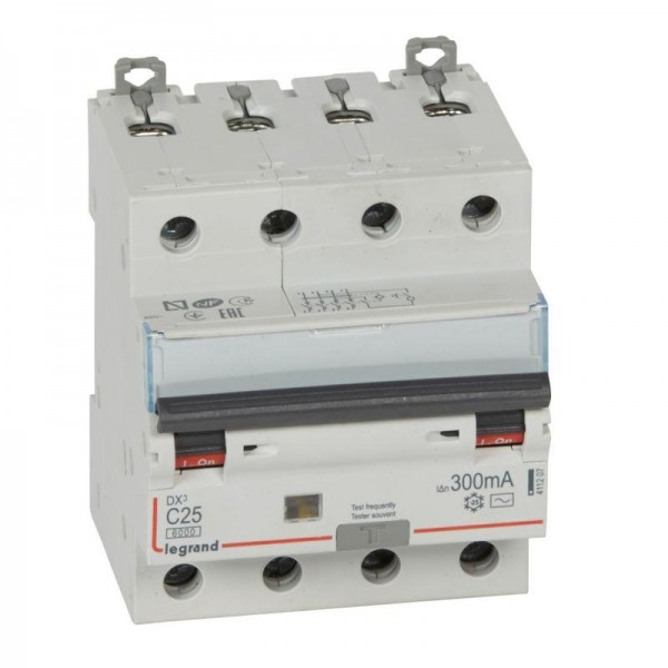  Выключатель автоматический дифференциального тока 4п C 25А 300мА тип AC 6кА DX3 4мод. Leg 411207 