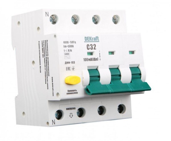  Выключатель автоматический дифференциального тока АВДТ 3Р+N 10А 30мА тип A С ДИФ-103 6кА SchE 16237DEK 