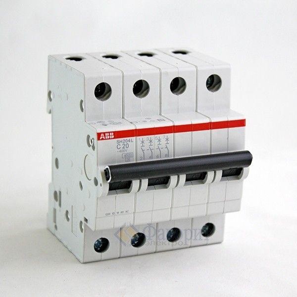 Выключатель автоматический модульный 4п B 20А 6кА SH204 B 20 ABB 2CDS214001R0205 