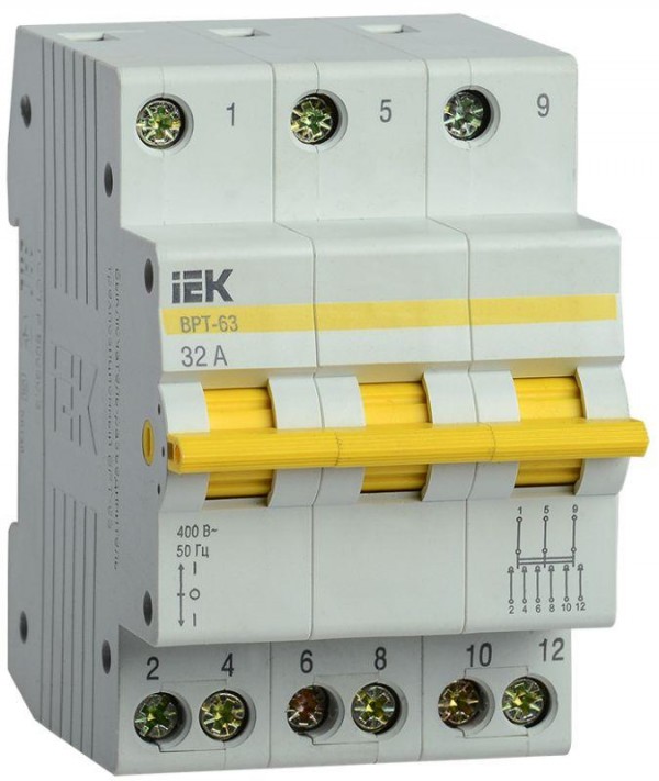  Выключатель-разъединитель трехпозиционный 3п ВРТ-63 32А IEK MPR10-3-032 