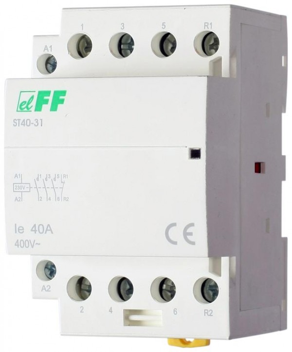  Контактор ST40-31 (3NO+1NC 6.4Вт 3 модуля монтаж на DIN-рейке 230В AC 40А IP20) F&F EA13.001.011 