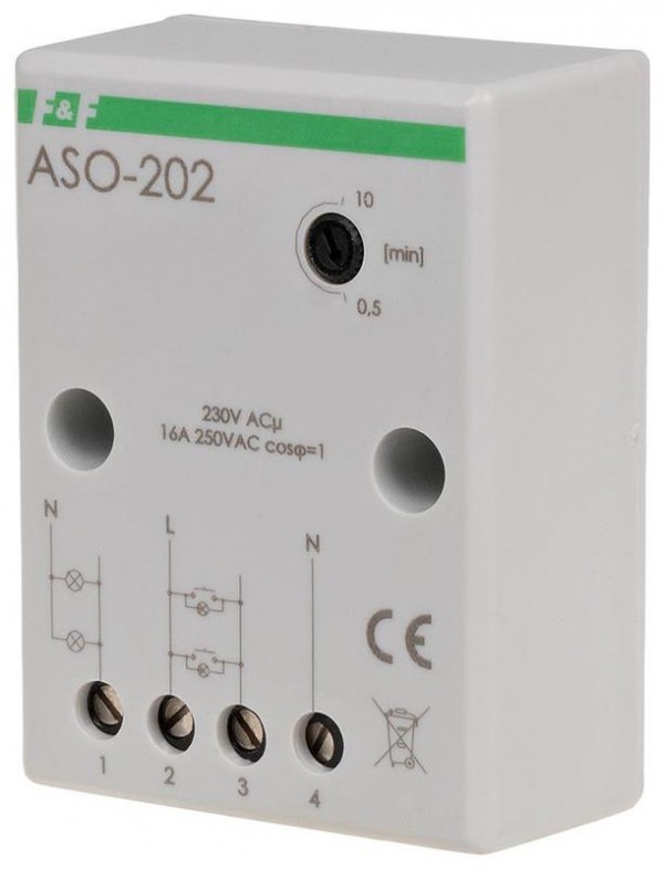  Автомат лестничный ASO-202 (монтаж на плоскость с антиблокировкой 230В 16А 1Z IP20) F&F EA01.002.004 