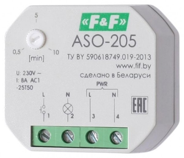  Автомат лестничный ASO-205 (для уст. в монтажную коробку 230В 8А 1Z IP40) F&F EA01.002.003 