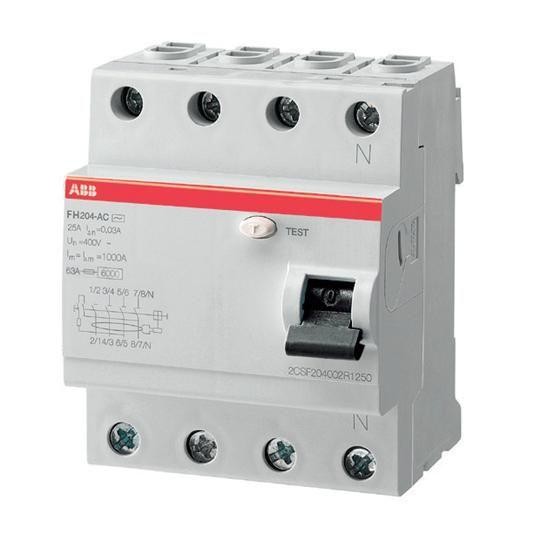  Выключатель дифференциального тока (УЗО) 4п 63А 100мА тип AC FH204AC-63/0.1 4мод. ABB 2CSF204006R2630 
