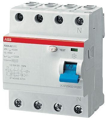  Выключатель дифференциального тока (УЗО) 4п 63А 500мА тип A F204 ABB 2CSF204101R4630 