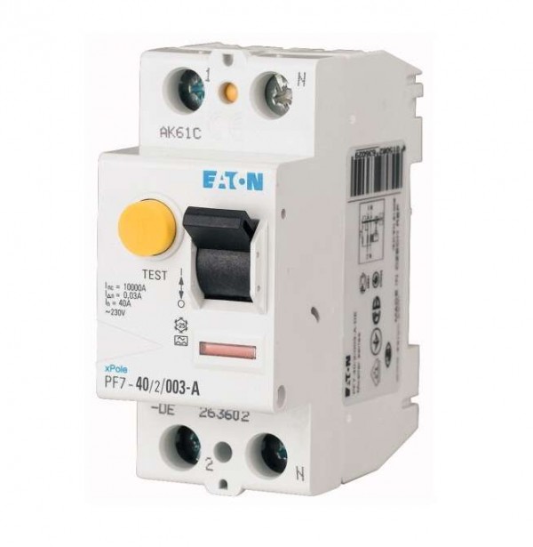  Выключатель дифференциального тока (УЗО) 2п 25А 300мА тип AC 10кА PF7 2мод. EATON 263619 