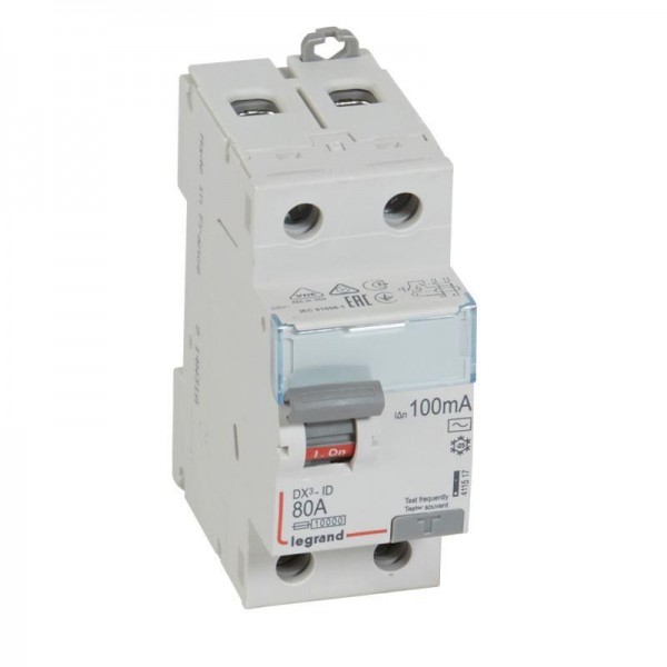  Выключатель дифференциального тока (УЗО) 2п 80А 100мА тип AC DX3 Leg 411517 