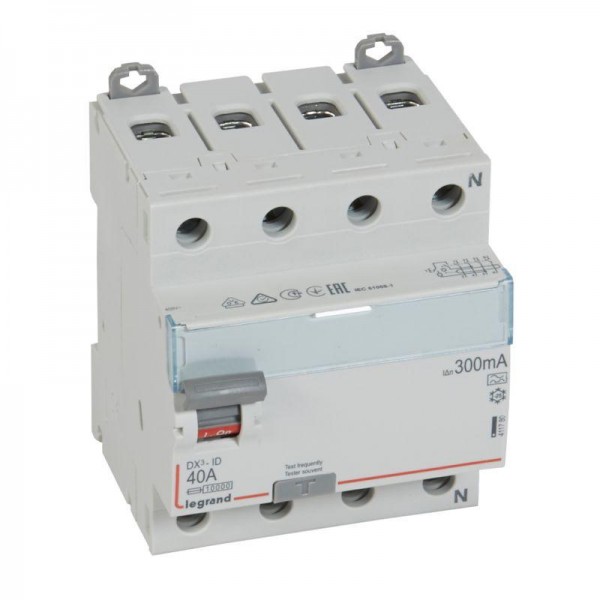  Выключатель дифференциального тока (УЗО) 4п 40А 300мА тип A DX3 N справа Leg 411780 