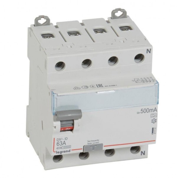  Выключатель дифференциального тока (УЗО) 4п 63А 500мА тип A DX3 N справа Leg 411791 