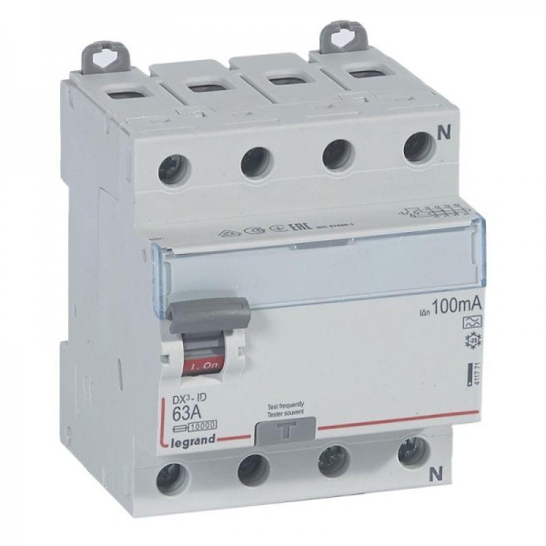 Выключатель дифференциального тока (УЗО) 4п 63А 100мА тип A DX3 N справа Leg 411771 