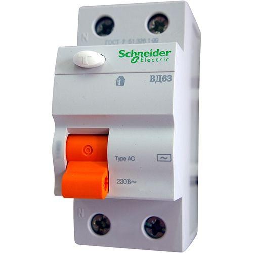  Выключатель дифференциального тока (УЗО) 2п 40А 300мА тип AC ВД63 Домовой SchE 11453 