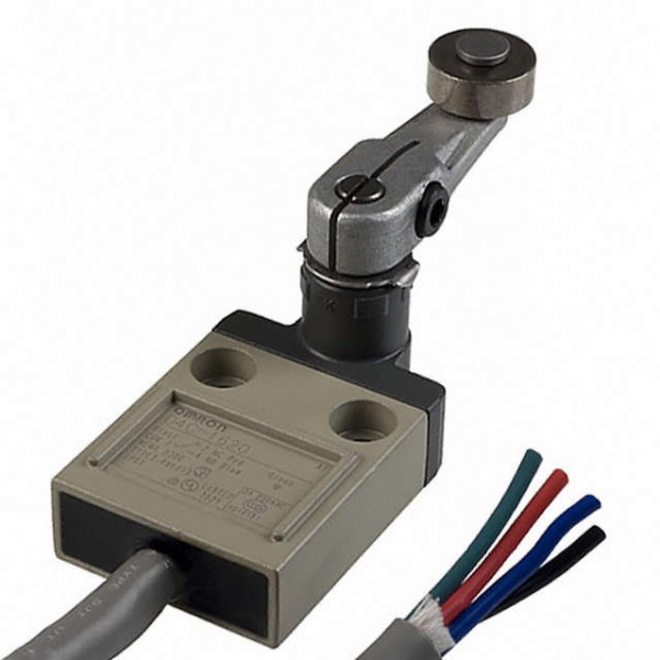  Выключатель концевой D4C1220 5А 250В AC (4А 30В DC) кабель VCTF маслостойк. 3м роликовый рычаг Omron 105810 