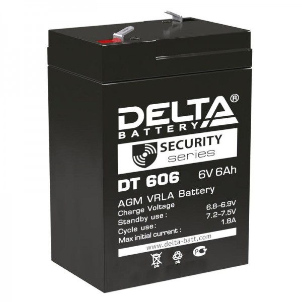  Аккумулятор 6В 6А.ч Delta DT 606 