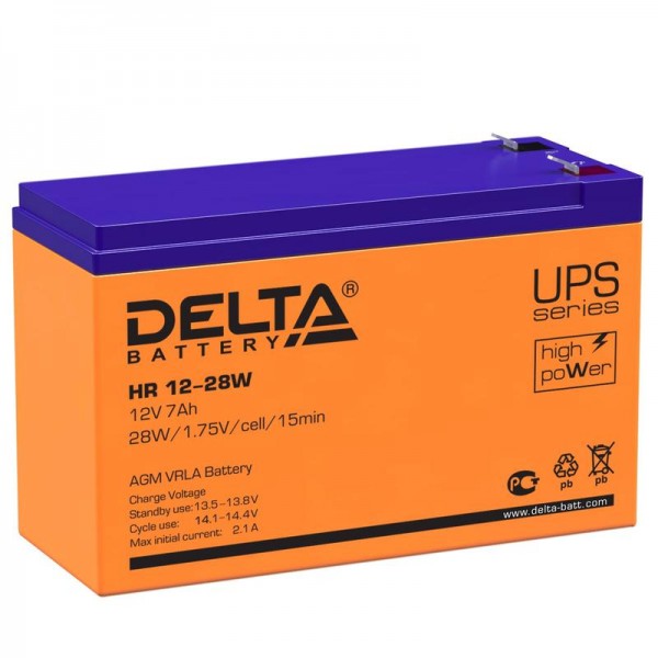  Аккумулятор 12В 7А.ч Delta HR 12-28 W 