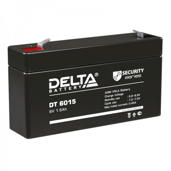  Аккумулятор 6В 1.5А.ч Delta DT 6015 