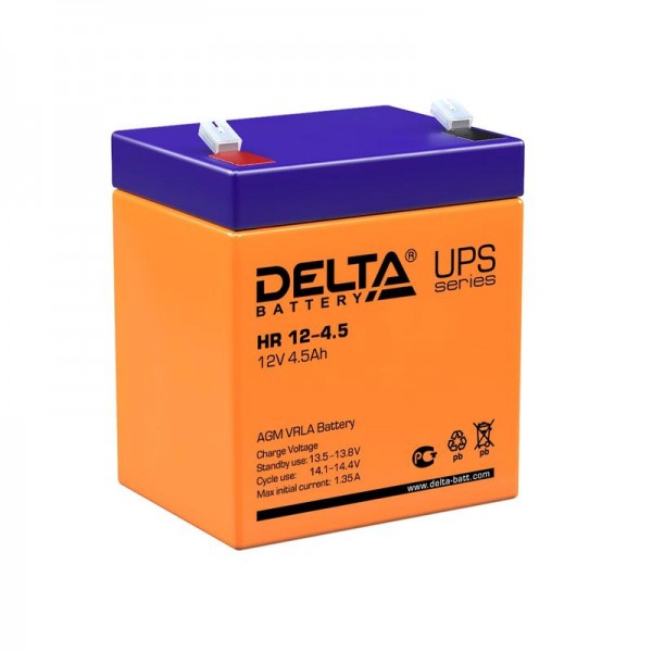  Аккумулятор 12В 4.5А.ч. Delta HR 12-4.5 