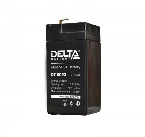  Аккумулятор 6В 2.3А.ч Delta DT 6023 