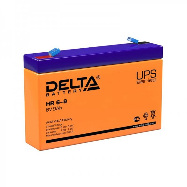  Аккумулятор 6В 9А.ч. Delta HR 6-9 