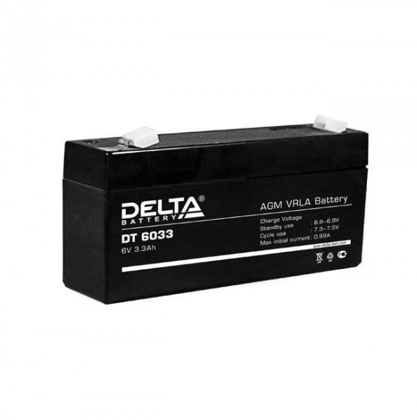  Аккумулятор 6В 3.3А.ч Delta DT 6033 
