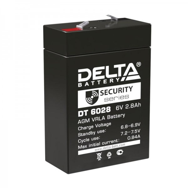  Аккумулятор 6В 2.8А.ч Delta DT 6028 