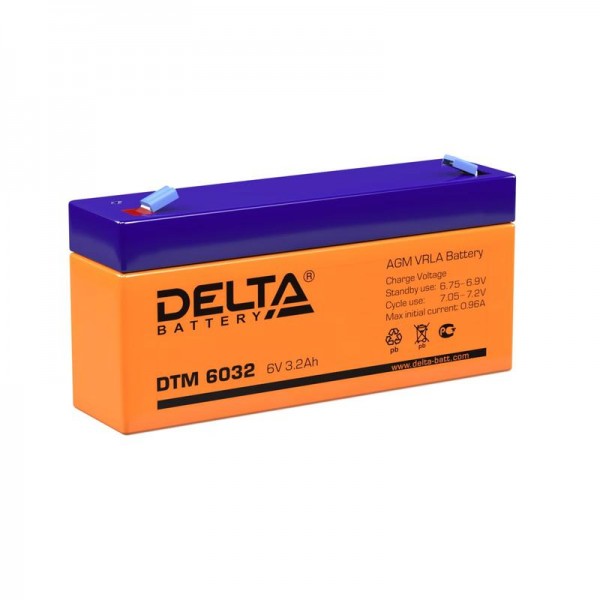  Аккумулятор 6В 3.2А.ч Delta DTM 6032 