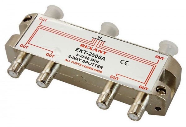  Делитель ТВх6 под F разъем 5-2500 МГц "СПУТНИК" Rexant 05-6204 